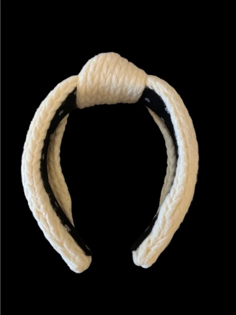 Lele Sadoughi Cream Cable Knit Knotted Padded Headband Winter Cozy Winter Ivory